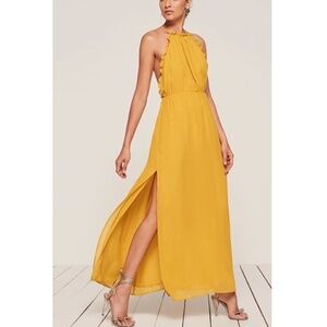 322. REFORMATION Rambla Yellow Ruffle Maxi Dress EUC XS